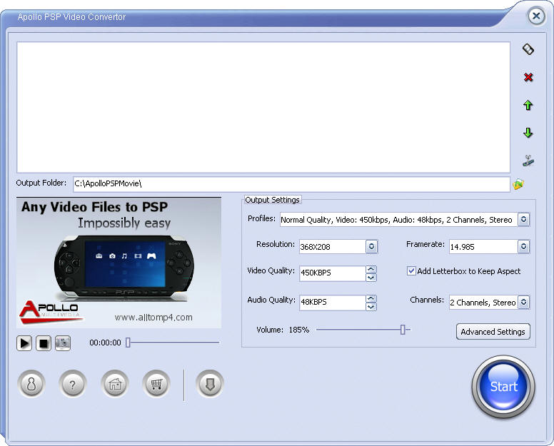 Apollo  PSP Video Converter 4.1.1 software screenshot