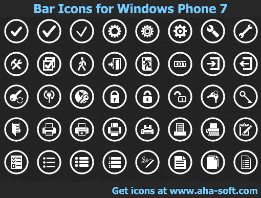 App Bar Icons for Windows Phone 7 2012.2 software screenshot