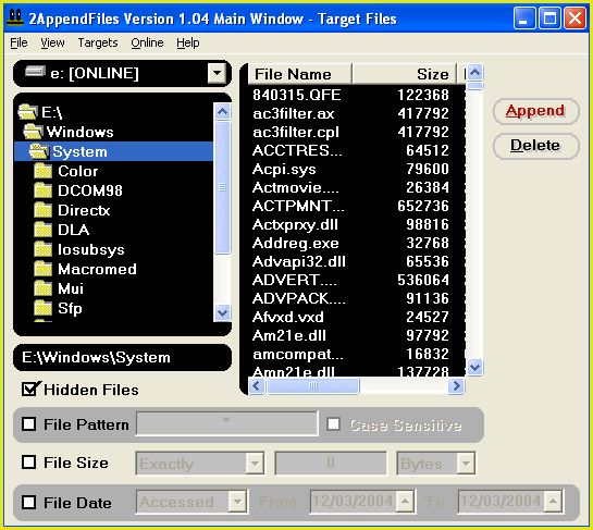 AppendToFiles 1.08 software screenshot