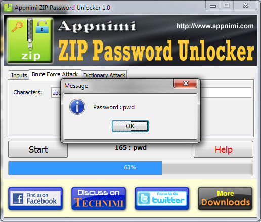 Appnimi ZIP Password Unlocker 3.2 software screenshot