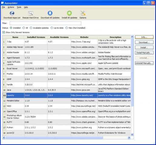 Appupdater 2.1.1 Rev. 1074 software screenshot