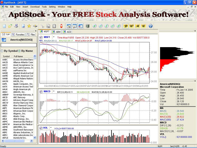AptiStock 2.02 software screenshot
