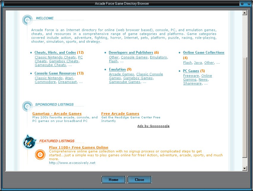 Arcade Force Game Directory Browser 1.0 software screenshot