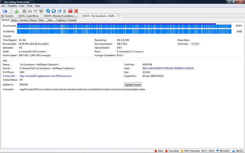 Ares Galaxy PRO 4.8.0 software screenshot
