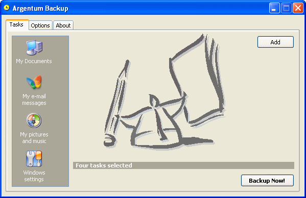 Argentum Backup 3.00 software screenshot