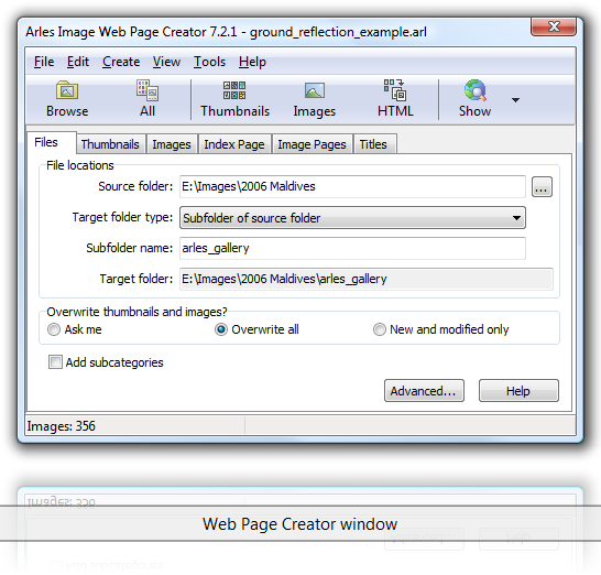 Arles Image Web Page Creator 9.5.1.3001 software screenshot