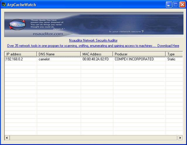 ArpCacheWatch 1.5.9 software screenshot
