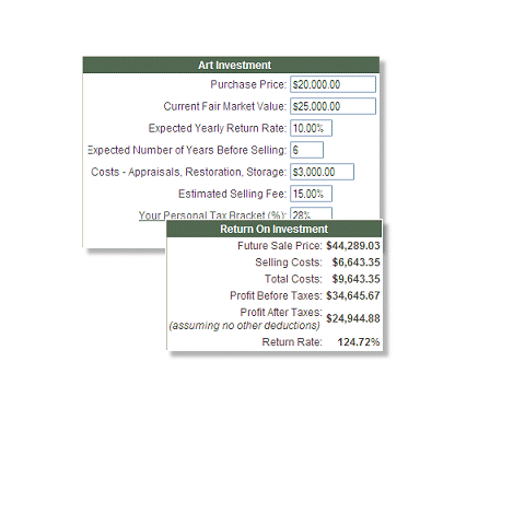 Art Investment Calculator 2.2 software screenshot