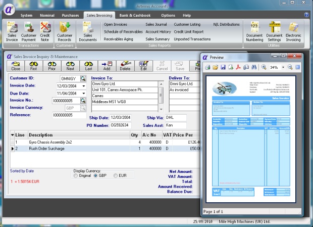 Artemis Accounts 1 3.01 software screenshot