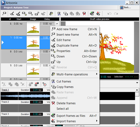 Artoonix 1.11 software screenshot