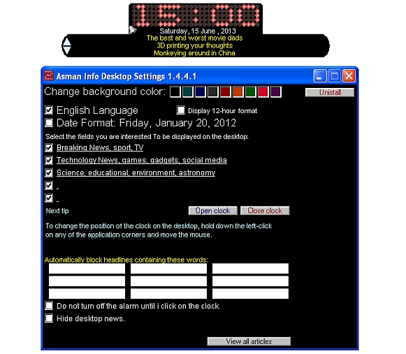Asman Info Desktop 2.5.0.6 software screenshot