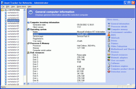 Asset Tracker for Networks 9.4 software screenshot