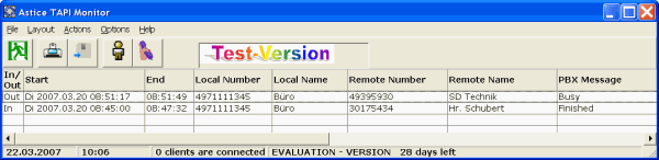 Astice TAPI Monitor 1.3.0 software screenshot