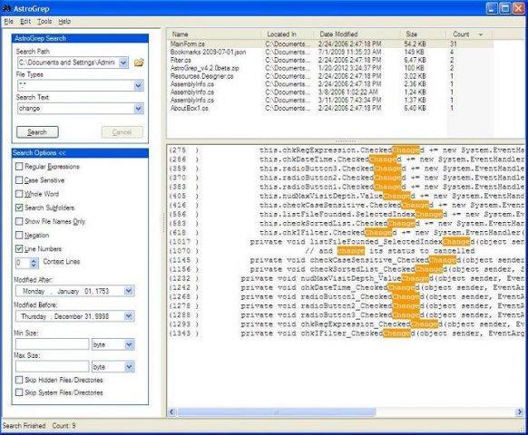 AstroGrep 4.4.5 software screenshot