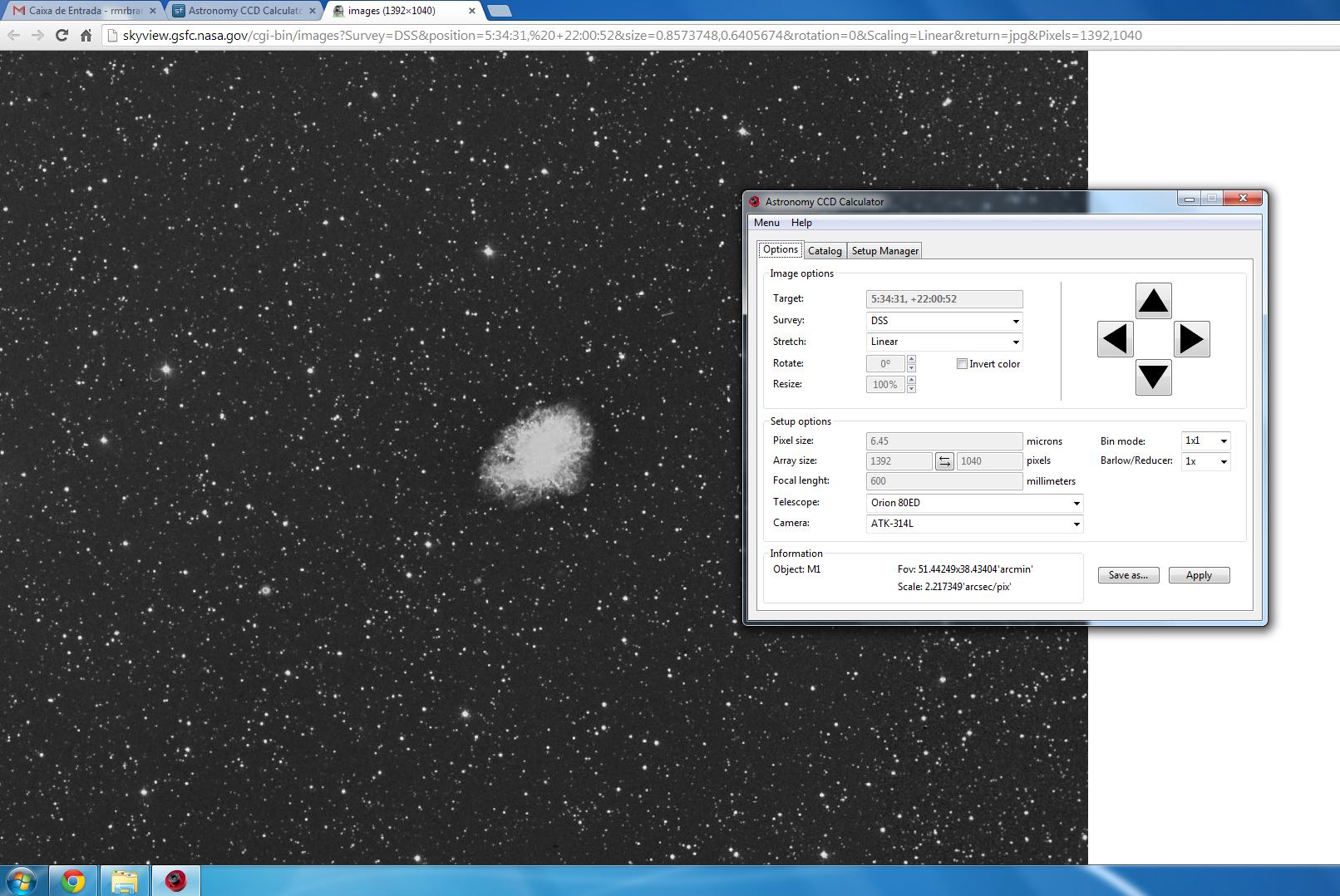 Astronomy CCD Calculator 4.2 software screenshot