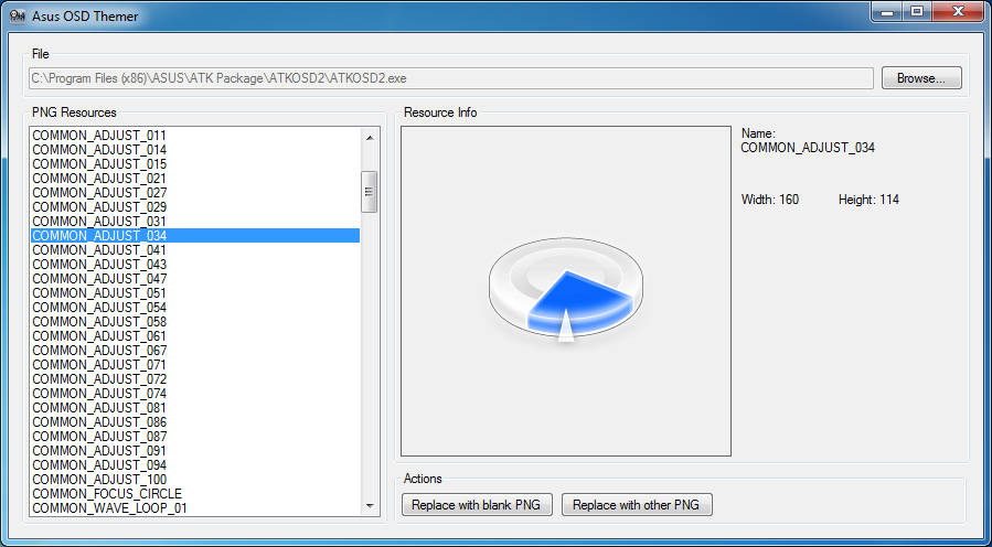 Asus OSD Themer 1.1 software screenshot
