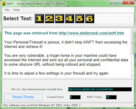 Atelier Web Firewall Tester 5.0 software screenshot