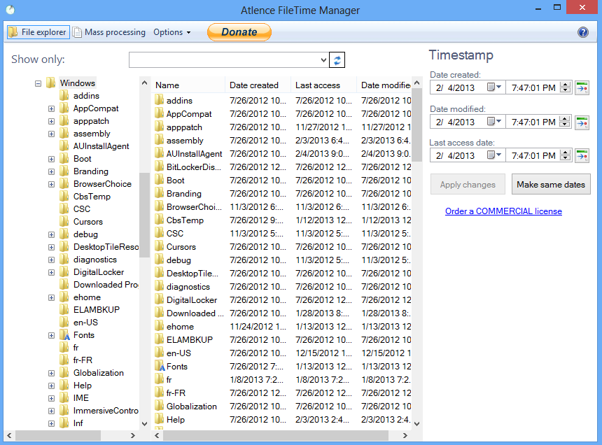 Atlence FileTime Manager 3.0.147.13034 software screenshot
