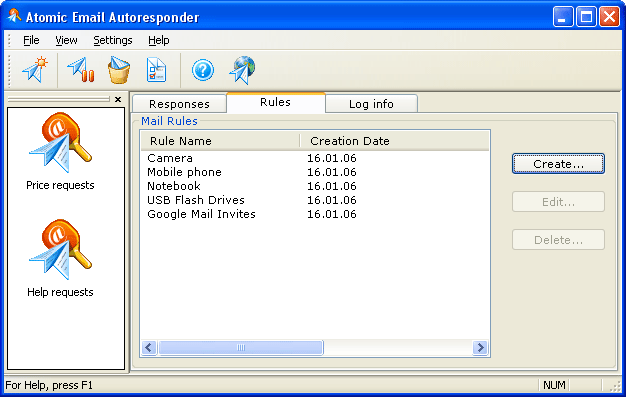 Atomic Email Autoresponder 3.00 software screenshot
