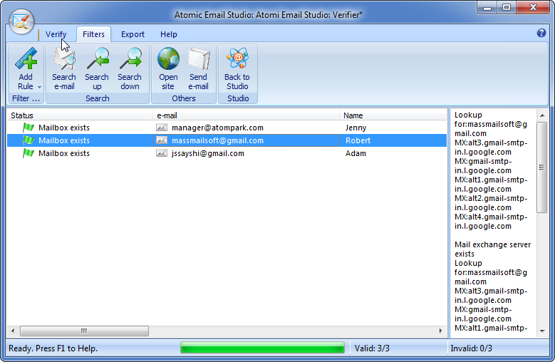 Atomic Mail Verifier 9.0.1.87 software screenshot