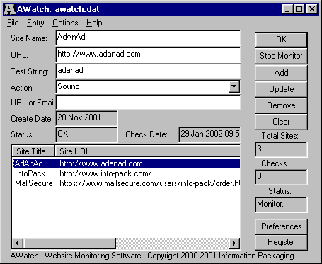 Atomic Watch 1.01 software screenshot