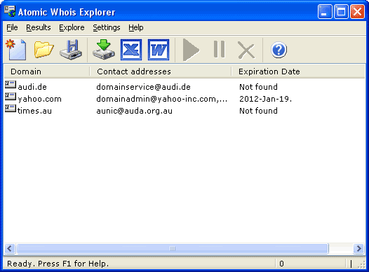 Atomic Whois Explorer 7.00 software screenshot
