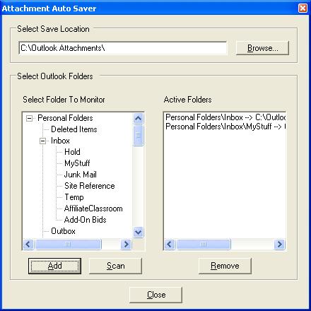 Attachment Auto Saver for Outlook 1.3 software screenshot