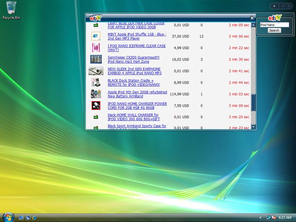 Auctionsearch 1.0 software screenshot