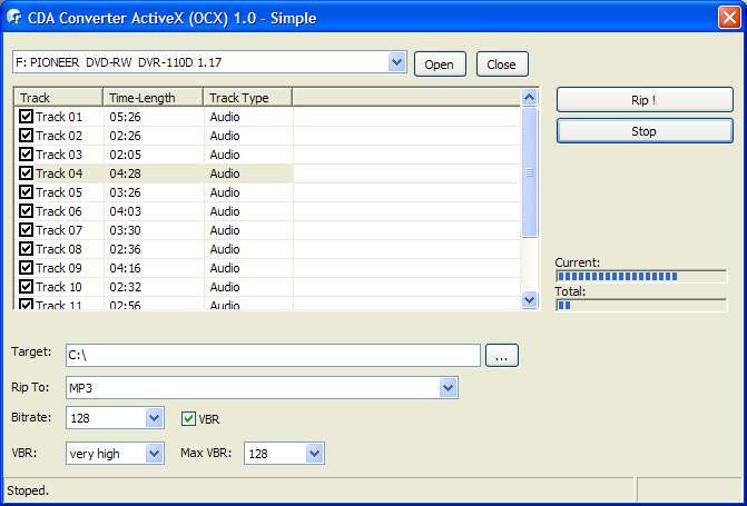 Audio CD ActiveX (OCX) 1.0 software screenshot