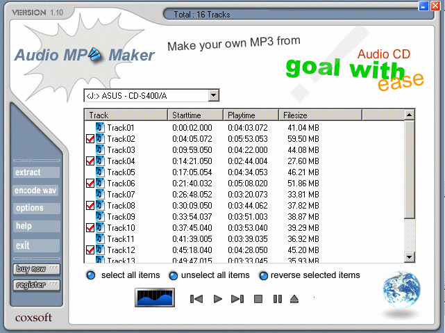 Audio CD to MP3 Maker 1.1.0 software screenshot