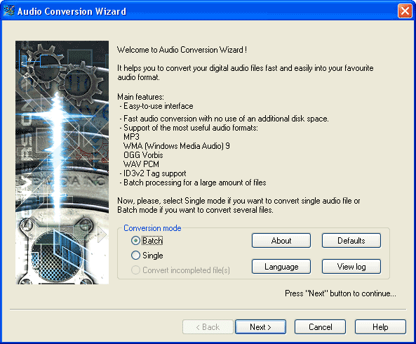 Audio Conversion Wizard 2.0 software screenshot