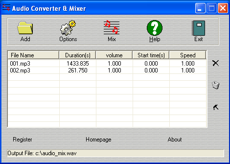 Audio Converter Mixer 3.1.4.7 software screenshot