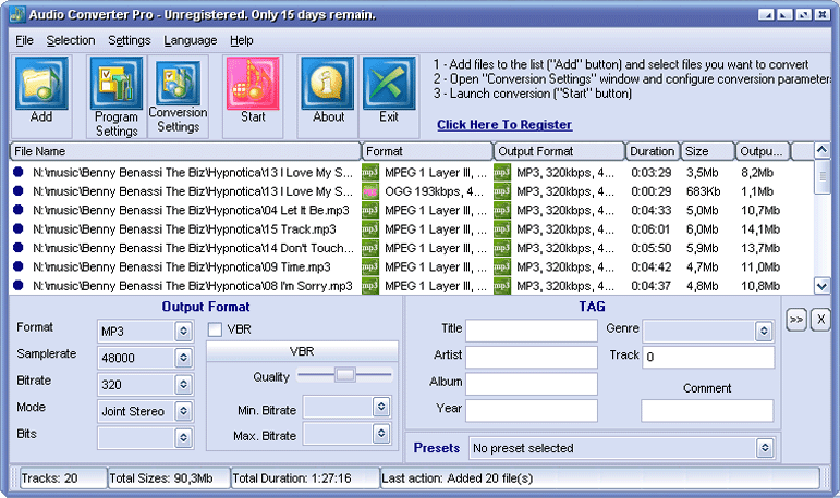 Audio Converter Pro 5.2 software screenshot