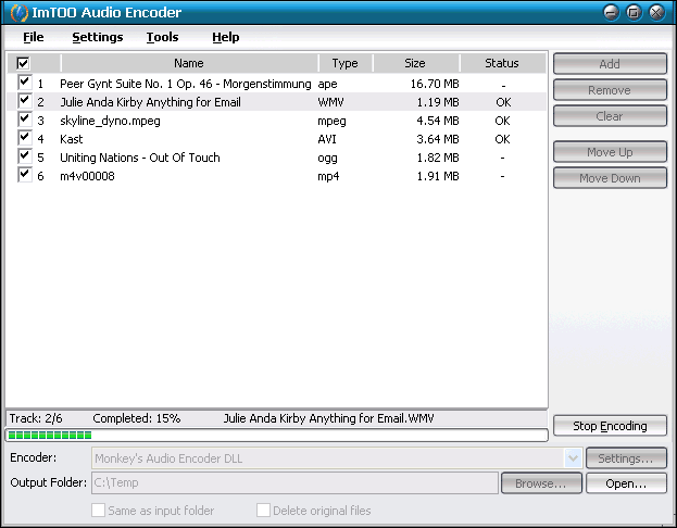 Audio Encoder 2.169 software screenshot