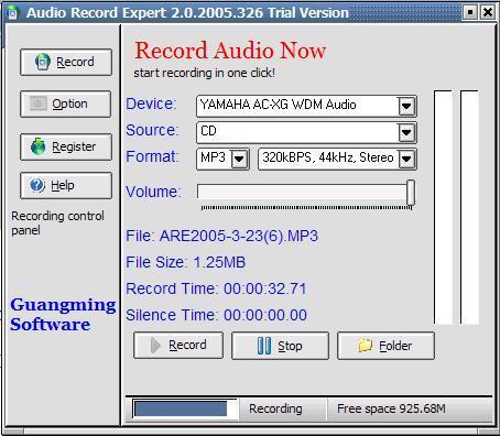Audio Record Expert 2.0.2011.723 software screenshot
