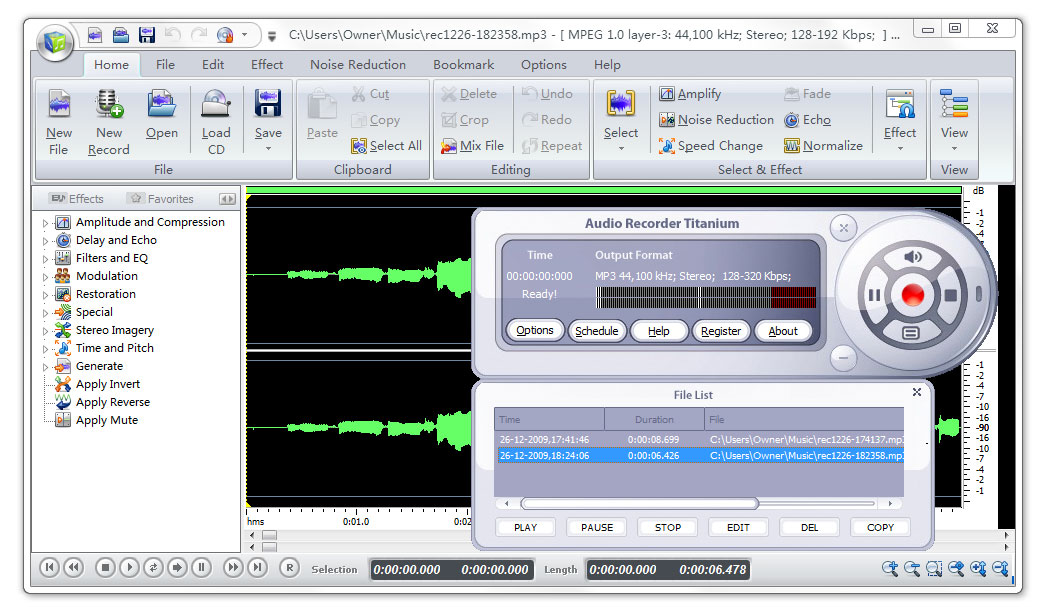Audio Recorder Titanium 8.5.1 software screenshot