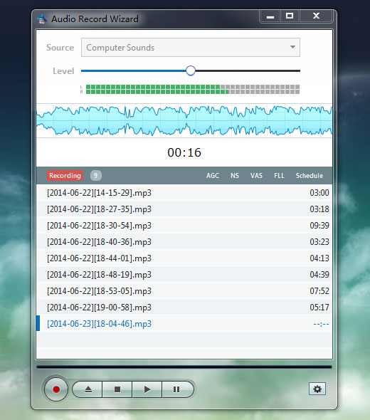 Audio Recording Wizard 7.16 software screenshot