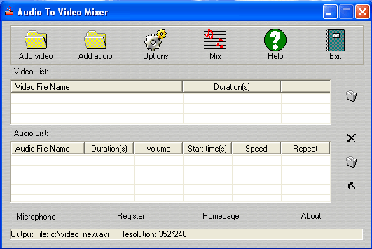Audio To Video Mixer 3.1.8.4 software screenshot