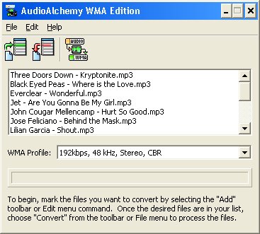 AudioAlchemy WMA Edition 2.3 software screenshot