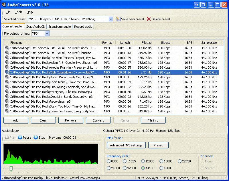 AudioConvert 3.1 software screenshot