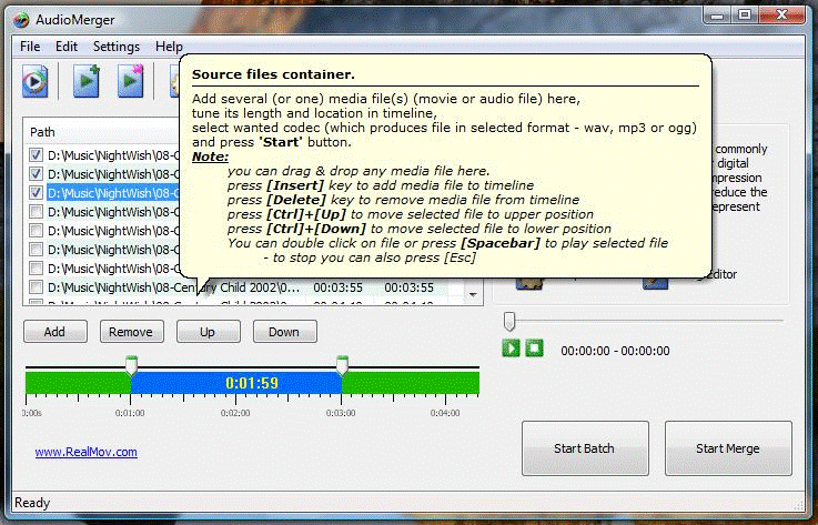 AudioMerger 2.0 software screenshot