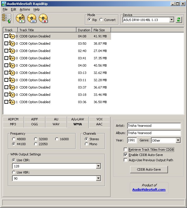 AudioVideoSoft RapidRip 3.0 software screenshot