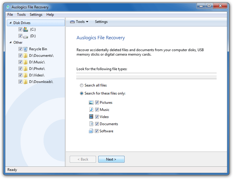 Auslogics File Recovery 7.1.3.0 software screenshot
