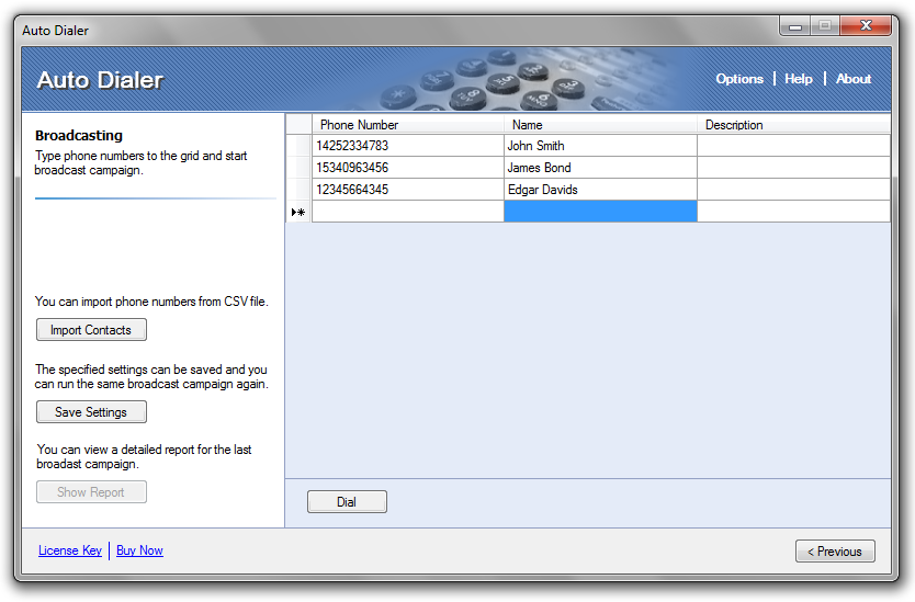 Auto Dialer Standard 1.9.7.0 software screenshot