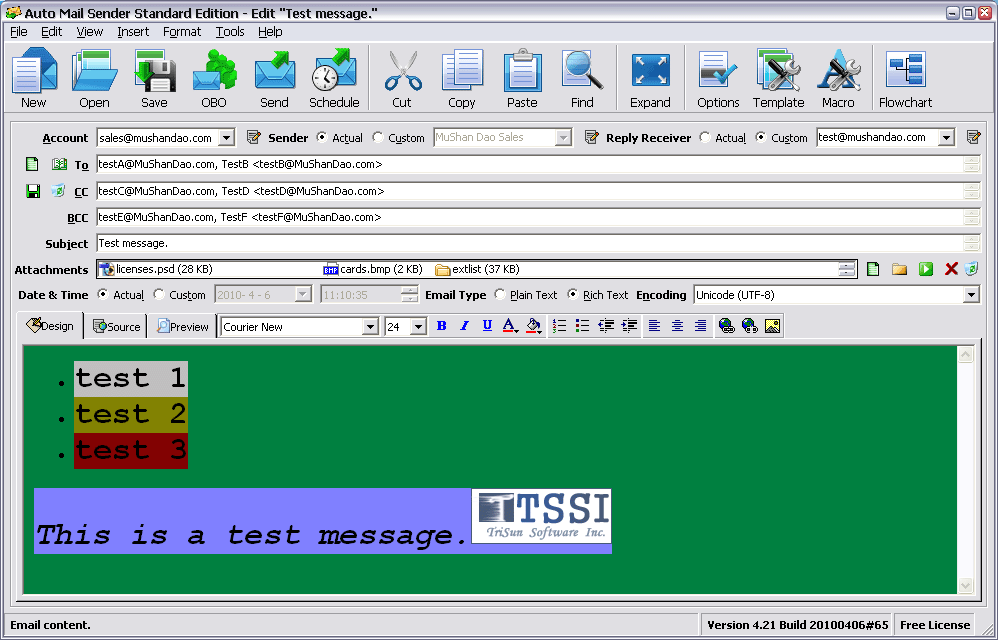 Auto Mail Sender Standard Edition 11.0.083 software screenshot