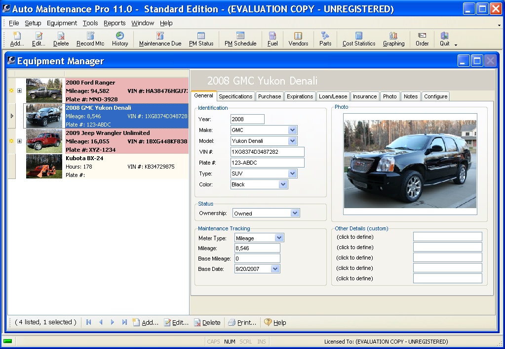 Auto Maintenance Pro 8.0 software screenshot