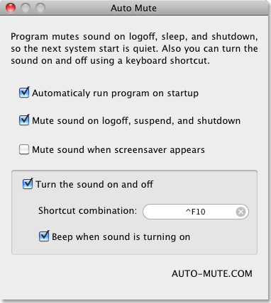 Auto Mute for Mac 3.4.5 software screenshot