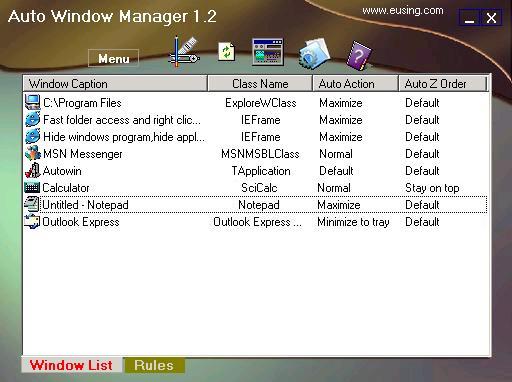 Auto Window Manager 1.5 software screenshot