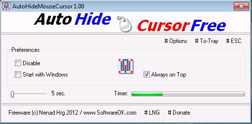 AutoHideMouseCursor 2.22 software screenshot