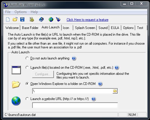 AutoRun Wizard 2.05 software screenshot